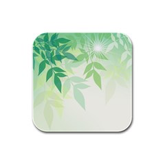 Spring Leaves Nature Light Rubber Square Coaster (4 Pack)  by Simbadda