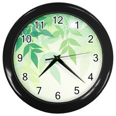 Spring Leaves Nature Light Wall Clocks (black) by Simbadda