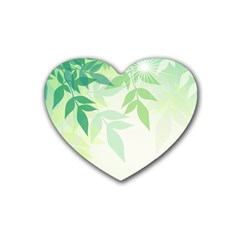 Spring Leaves Nature Light Rubber Coaster (heart)  by Simbadda