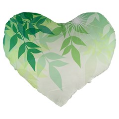 Spring Leaves Nature Light Large 19  Premium Heart Shape Cushions by Simbadda