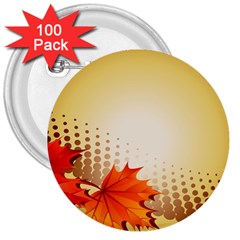 Background Leaves Dry Leaf Nature 3  Buttons (100 Pack)  by Simbadda