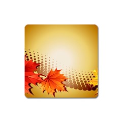 Background Leaves Dry Leaf Nature Square Magnet by Simbadda