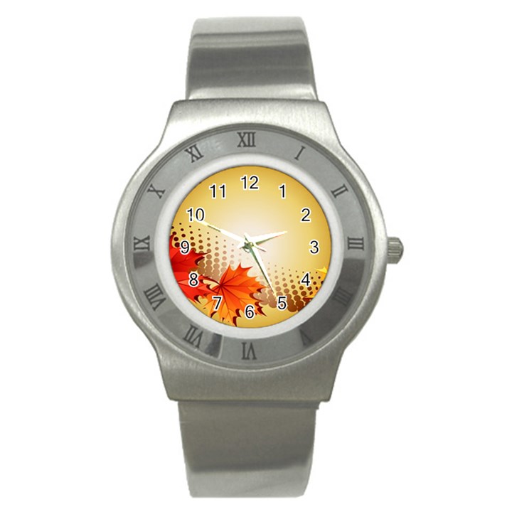 Background Leaves Dry Leaf Nature Stainless Steel Watch