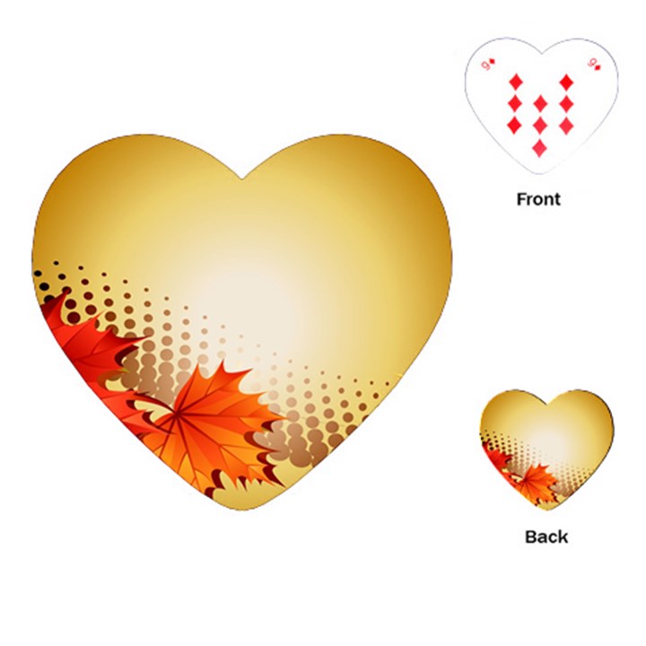 Background Leaves Dry Leaf Nature Playing Cards (Heart) 