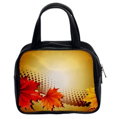 Background Leaves Dry Leaf Nature Classic Handbags (2 Sides) by Simbadda