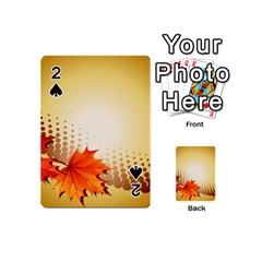 Background Leaves Dry Leaf Nature Playing Cards 54 (mini)  by Simbadda