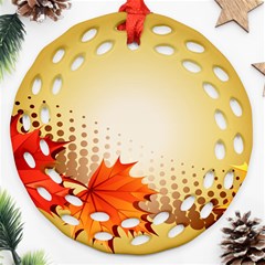 Background Leaves Dry Leaf Nature Ornament (round Filigree)