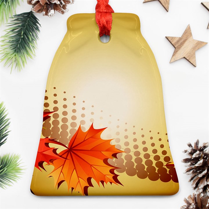 Background Leaves Dry Leaf Nature Bell Ornament (Two Sides)