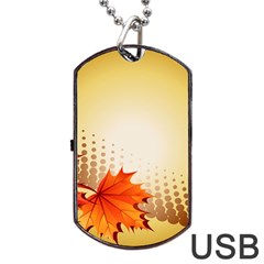 Background Leaves Dry Leaf Nature Dog Tag Usb Flash (two Sides) by Simbadda