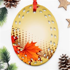 Background Leaves Dry Leaf Nature Ornament (oval Filigree)