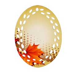 Background Leaves Dry Leaf Nature Oval Filigree Ornament (two Sides)