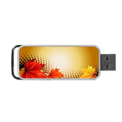 Background Leaves Dry Leaf Nature Portable Usb Flash (one Side)