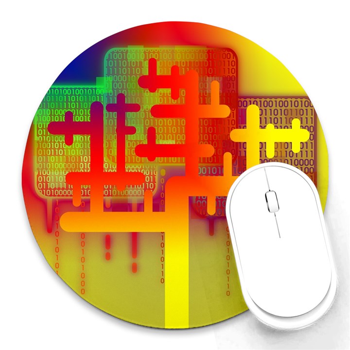 Binary Binary Code Binary System Round Mousepads