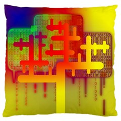 Binary Binary Code Binary System Large Flano Cushion Case (two Sides) by Simbadda