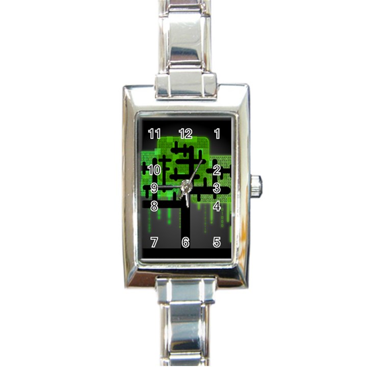 Binary Binary Code Binary System Rectangle Italian Charm Watch