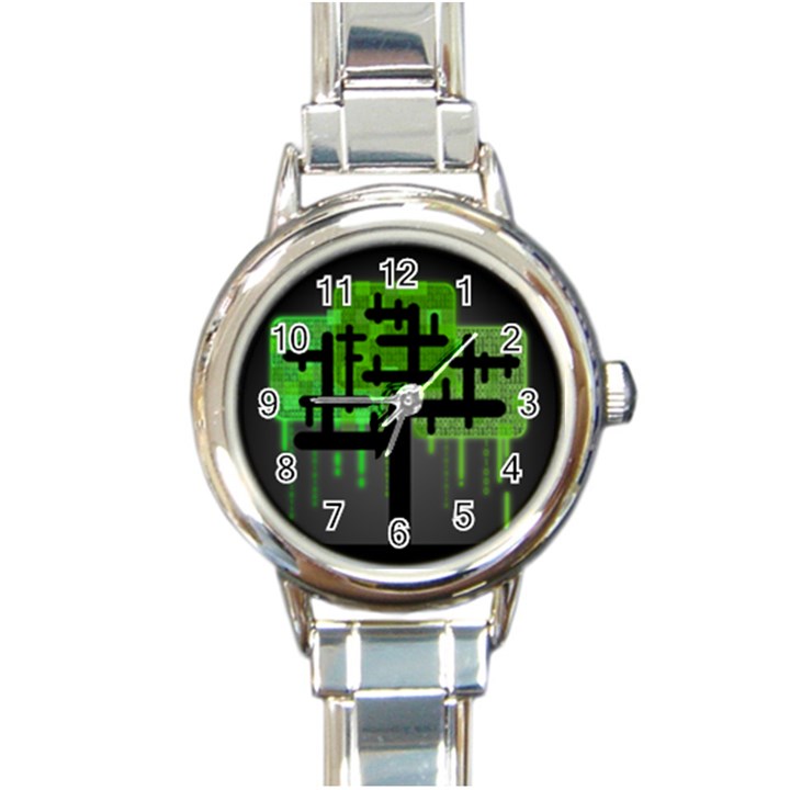 Binary Binary Code Binary System Round Italian Charm Watch