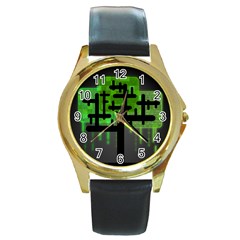 Binary Binary Code Binary System Round Gold Metal Watch by Simbadda