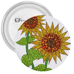 Sunflowers Flower Bloom Nature 3  Buttons by Simbadda