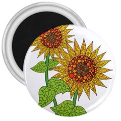 Sunflowers Flower Bloom Nature 3  Magnets by Simbadda