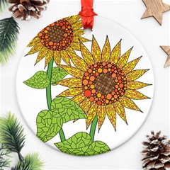 Sunflowers Flower Bloom Nature Ornament (round) by Simbadda