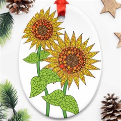 Sunflowers Flower Bloom Nature Ornament (oval) by Simbadda