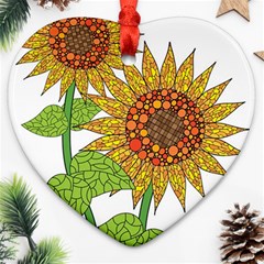 Sunflowers Flower Bloom Nature Ornament (heart) by Simbadda