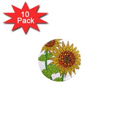 Sunflowers Flower Bloom Nature 1  Mini Magnet (10 Pack)  by Simbadda