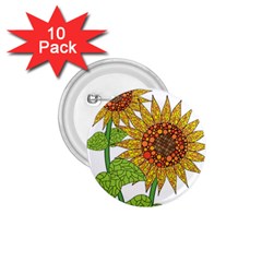 Sunflowers Flower Bloom Nature 1 75  Buttons (10 Pack) by Simbadda