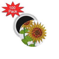 Sunflowers Flower Bloom Nature 1 75  Magnets (100 Pack)  by Simbadda