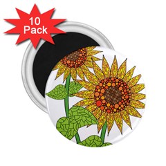 Sunflowers Flower Bloom Nature 2 25  Magnets (10 Pack)  by Simbadda