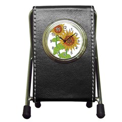 Sunflowers Flower Bloom Nature Pen Holder Desk Clocks by Simbadda