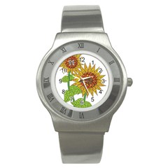 Sunflowers Flower Bloom Nature Stainless Steel Watch