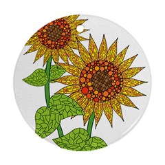 Sunflowers Flower Bloom Nature Round Ornament (two Sides) by Simbadda