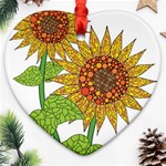 Sunflowers Flower Bloom Nature Heart Ornament (Two Sides) Front