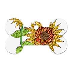 Sunflowers Flower Bloom Nature Dog Tag Bone (one Side) by Simbadda