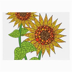 Sunflowers Flower Bloom Nature Large Glasses Cloth (2-side) by Simbadda