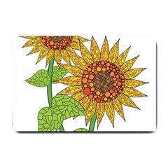 Sunflowers Flower Bloom Nature Small Doormat  by Simbadda