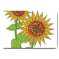 Sunflowers Flower Bloom Nature Large Doormat  by Simbadda