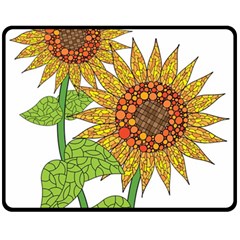 Sunflowers Flower Bloom Nature Fleece Blanket (medium)  by Simbadda