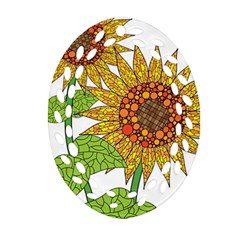 Sunflowers Flower Bloom Nature Oval Filigree Ornament (two Sides) by Simbadda