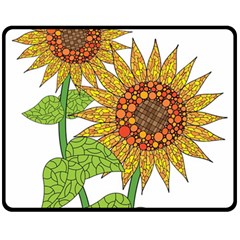 Sunflowers Flower Bloom Nature Double Sided Fleece Blanket (medium)  by Simbadda