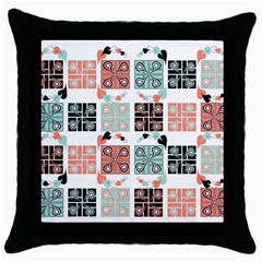 Mint Black Coral Heart Paisley Throw Pillow Case (black) by Simbadda