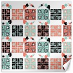 Mint Black Coral Heart Paisley Canvas 12  x 12   11.4 x11.56  Canvas - 1