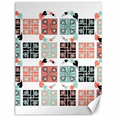 Mint Black Coral Heart Paisley Canvas 12  X 16   by Simbadda