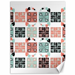 Mint Black Coral Heart Paisley Canvas 36  X 48   by Simbadda