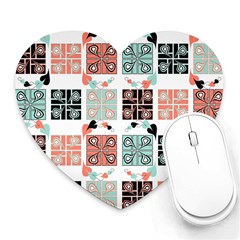 Mint Black Coral Heart Paisley Heart Mousepads by Simbadda