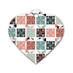 Mint Black Coral Heart Paisley Dog Tag Heart (one Side) by Simbadda