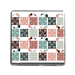 Mint Black Coral Heart Paisley Memory Card Reader (square) by Simbadda