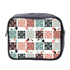 Mint Black Coral Heart Paisley Mini Toiletries Bag 2-side by Simbadda