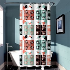 Mint Black Coral Heart Paisley Shower Curtain 36  X 72  (stall) 